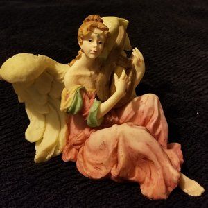 Vintage Resin Angel Playing Harp